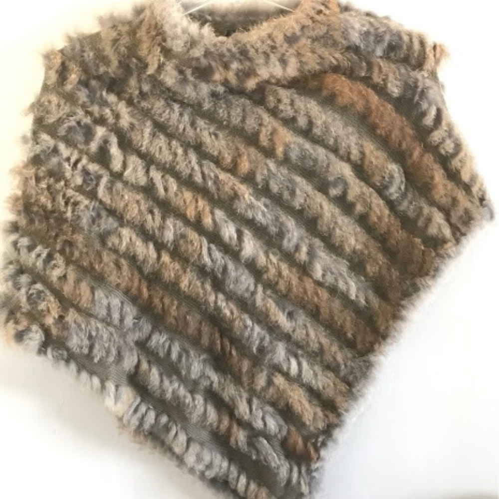 brand new real rabbit fur poncho/cape
